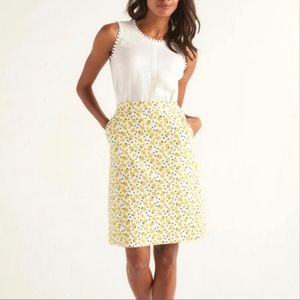 EUC Boden Francesca Lemon Print Cotton A-Line Skirt, 14R US